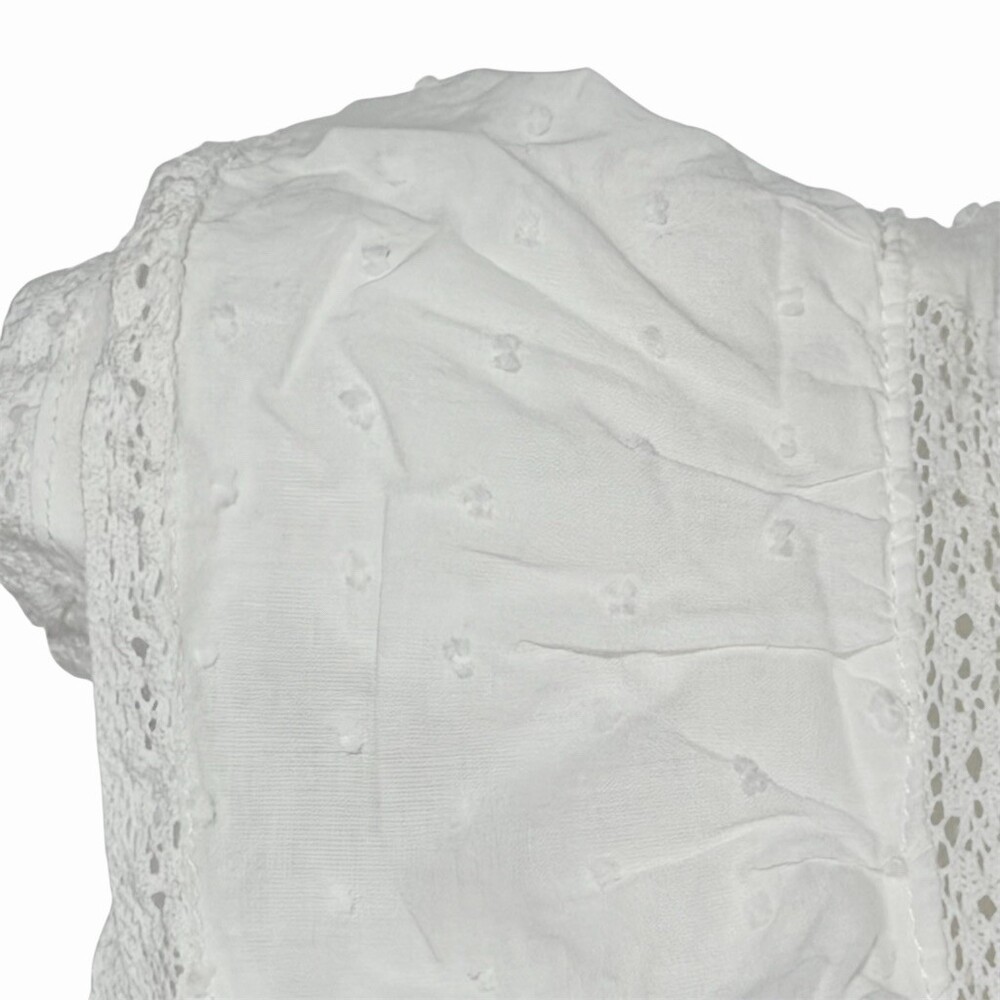 Forever 21 Women's White Swiss Dot Mini Dress Size S Babydoll Fit & Flare Ruffle - Picture 7 of 12